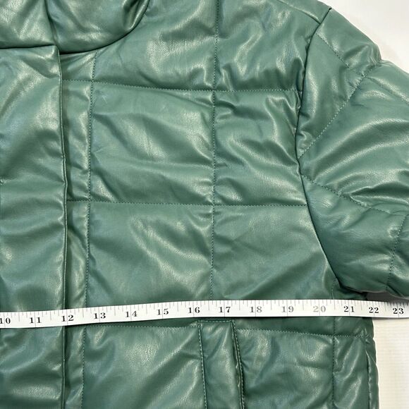 Windsor Love Tree Vegan Leather Puffer Crop Jacket Womens Size Large, Green - Picture 14 of 16